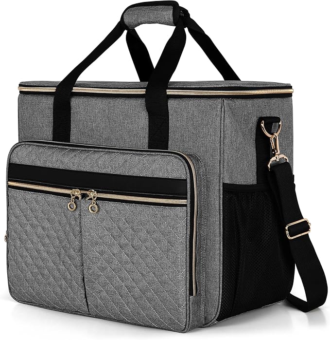 LUXJA Large Craft Bag with Multiple Pockets, Gray | Craft Tote Fits 12 x 12 Inch Scrapbook Album and 15.6" Laptop, Scrapbook Tote Bag with Shoulder Strap and Trolley Sleeve - Image 7
