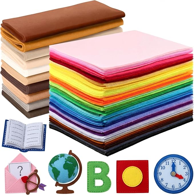 Reginary 120 Pcs 8 x 12 Inch & 8 x 35 Inch Felt Sheets Bulk for Craft 40 Assorted Color Felt Fabric Squares Stiff Paper for Back to School Fall Festival Holiday DIY Craft Sewing Patchwork (Brown) by Reginary