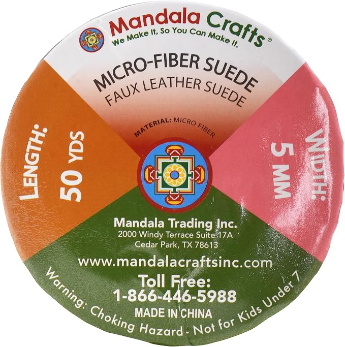 Mandala Crafts 5mm Taupe Faux Suede Vegan Leather, Jewelry Making | 50 Yards Durable Flat Leather Strings, Laces & Strips for Bracelets, Necklaces, Braiding, Dream Catchers Supplies & Chokers - Image 3