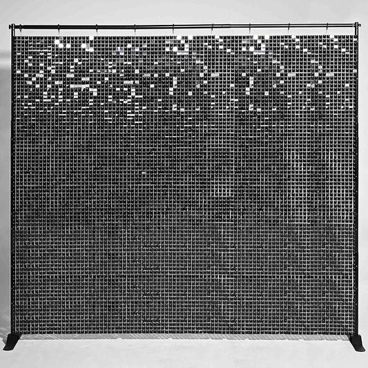 10x8 FT Shimmer Wall Backdrop with Adjustable Background Stand 72 Pcs Black Square Sequin Panels Decor for Wedding Party