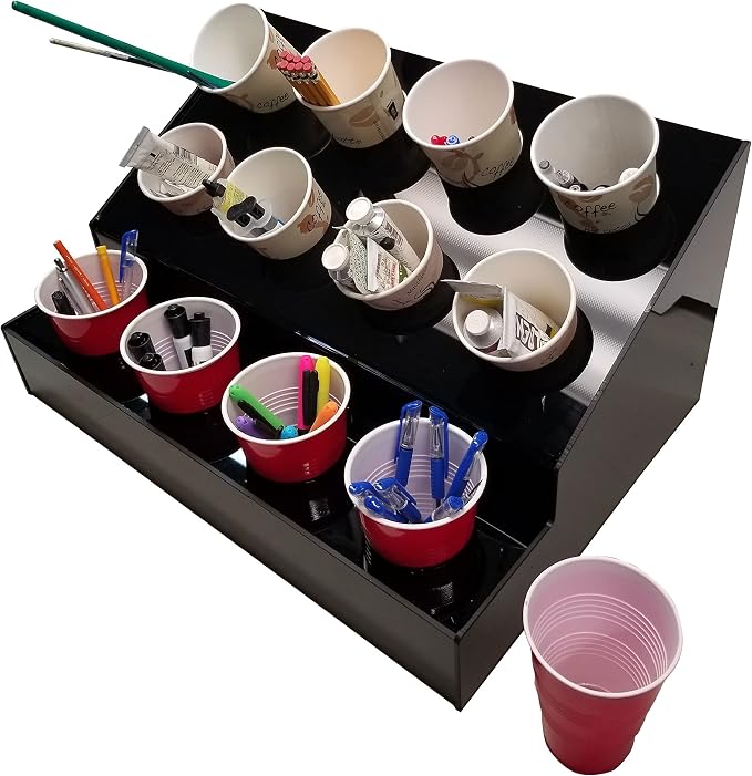 Art Supply Organizer or Dispenser for Pens Brushes Markers (4 Wide) by RCSPlastics