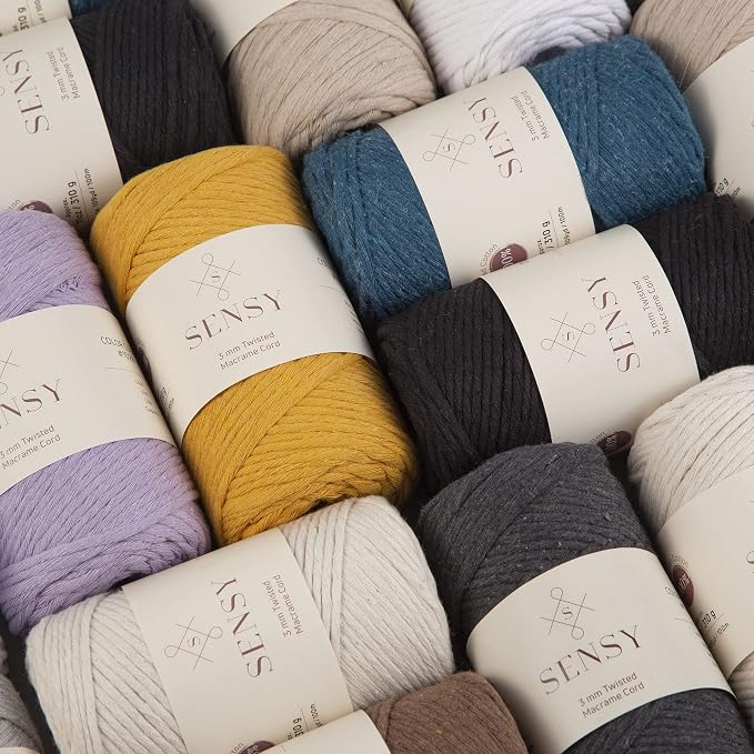 S Sensy 3mm Twisted-Vegan Recycled Cotton Macrame Cord Light Gray 109 Yards - Image 7