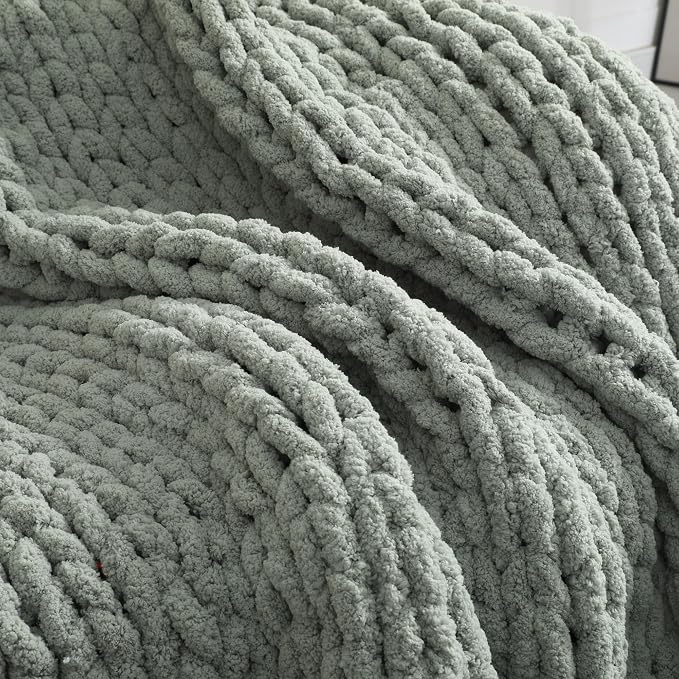 Chunky Chenille Yarn for Hand Knitting 8 Jumbo Pack Chunky Yarn for Hand Soft Blanket Knitting, Bulky Thick Fluffy Yarn for Crocheting (Sage Green) - Image 3