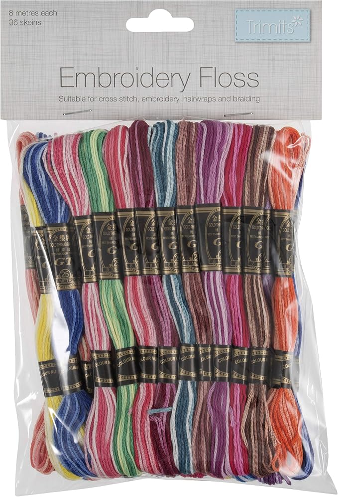 Trimits Premium Embroidery Thread, Cotton, Rainbow Variegated, 8m Skeins, 36 Pack - Image 2