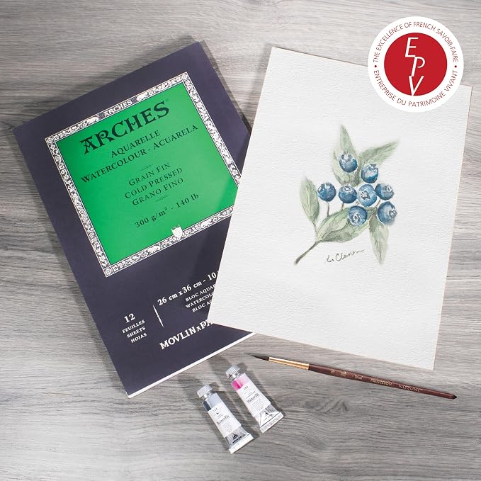 Arches Aquarelle Watercolor Paper Pad, Cold Pressed, 140lb/300gsm, 12 Sheet, 10x14 inch, 1 Count - Image 6