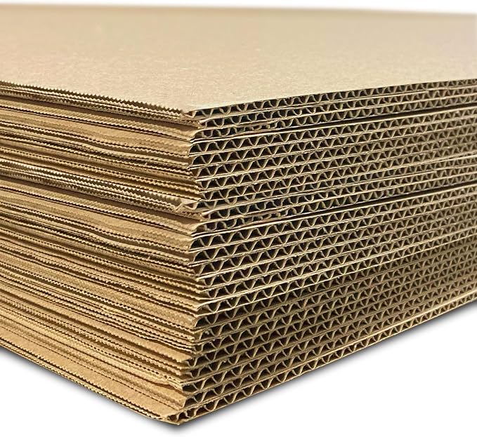 Flipside Products 32" x 40" Kraft Two Sided (C-Flute) Corrugated Project Sheets, Cardboard Sheets, Flat Packing Inserts, Crafts, Pads Packing, Brown, Pack of 25 by FlipsideProducts
