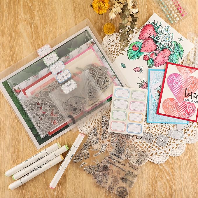 Briartw 100 Pack 4.75x4.75" Square Storage Bag,Resealable Plastic Envelopes Pockets for Cutting Dies Stencil Crafts Organizer Holder,Clear Storage Envelopes for Clear Stamp,Die Cuts,Scrapbook Paper - Image 7