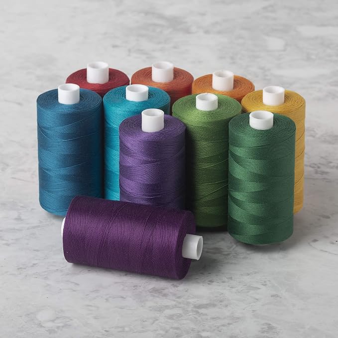 Connecting Threads Rainbow Assorted 100% Cotton Thread Set- 10 Spools | 1200 yard spools of 50 weight thread for machine sewing, handsewing, and quilting - Color Wheel color - Image 3