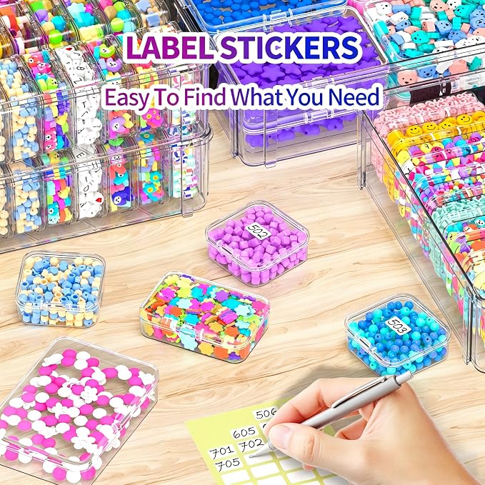 Bead Organizer Box 58 Pcs, 3-Tier Stackable Storage Box, and 3 Different Container Sizes Small Plastic Containers with Lids, Portability, Clear Organizers for Jewelry DIY Craft Storage - Image 4