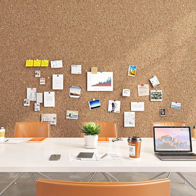 ReWallpaper Large Cork Board Roll 1.5mm Thick Self Adhesive Cork Boards for Wall Natural Corkboard Roll Peel and Stick Backing for Bulletin Board Decorations DIY Classroom Home Kitchen 17.3in x 16.5ft - Image 2