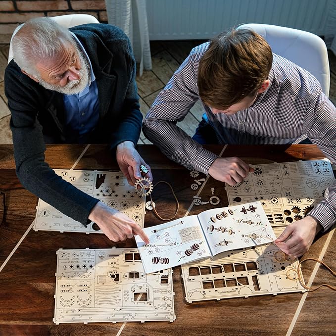 WOODEN.CITY Steampunk 3D Puzzle Clock – DIY Mechanical Wall Clock Kit for Adults – Unique Engineering Gift and Vintage Décor - 3D Wooden Puzzles for Adults