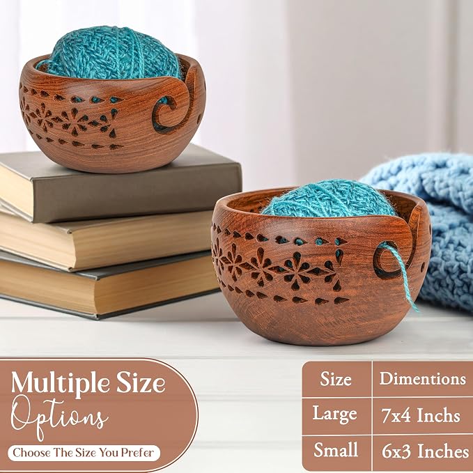 Wooden Yarn Bowls for Crocheting & Knitting - Availabe in 2 Sizes, Exquisite Handmade Large Yarn Bowl Holder, Crochet Bowls for Yarn, Knitting Bowl (Pattern Large) - Image 6