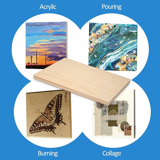 4 Pack 11x14’’ Unfinished Birch Wood Panels Kit for Painting | Studio 3/4’’ Deep Wooden Canvas, Cradle Boards for Acrylic Pouring, Encaustic, Crafts, Epoxy Resin, Laser Engraving Cutting - Image 2