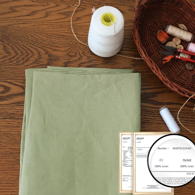 Simple&Opulence 100% Nature Pure Linen Fabric 78 Inch by The Yard, Plain Solid Color Linen Fabric for Sewing, Embroidery, Needlework, Bag, Tablecloths, Garments Craft Accessories(Sage Green) - Image 3