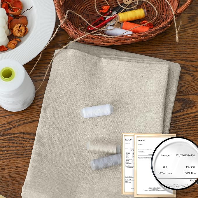 Simple&Opulence 100% Nature Pure Linen Fabric 78 Inch by The Yard, Plain Solid Color Linen Fabric for Sewing, Embroidery, Clothing, Needlework, Bag, Tablecloths, Garments Craft Accessories - Image 3