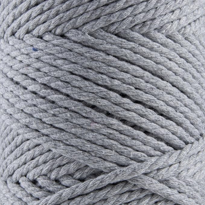S Sensy 3mm Triple-Recycled Cotton Macrame Cord 4 Skeins, Silver 82 Yards - Image 2