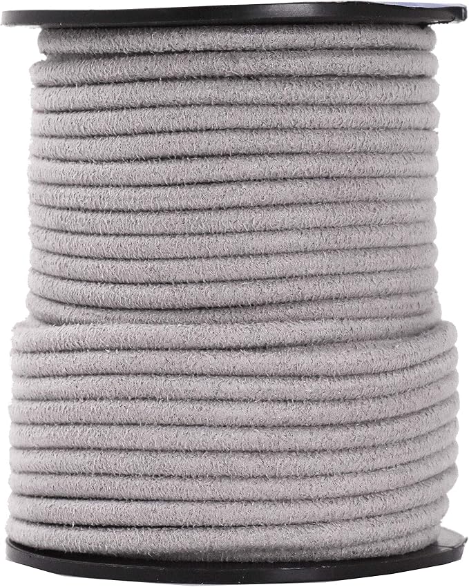 Mandala Crafts 3mm Round Gray Faux Suede Vegan Leather, Jewelry Making | 11 Yards Durable Leather Strings for Bracelets, Necklaces, Braiding, Dream Catchers, Chokers, Pendants & Lacing by MandalaCrafts