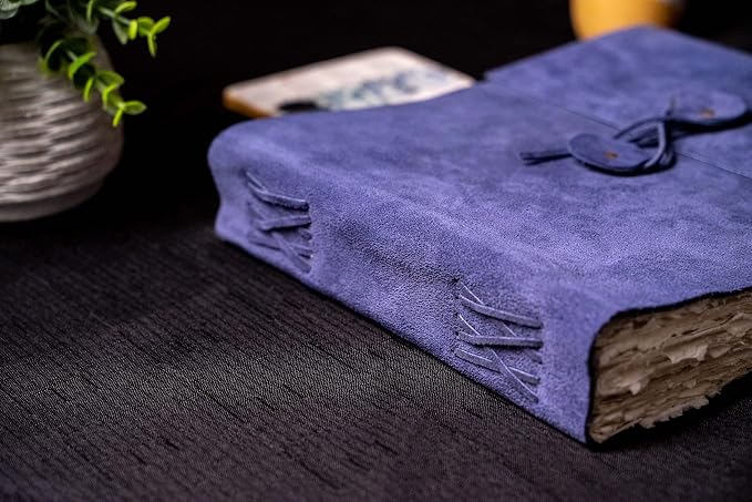 Wanderings Blue Leather Watercolor Journal - 10" x 12.5" - Large Genuine Leather Album with Handmade Deckle Edge Paper for Watercolor Albums, Art Journal, Scrapbook, Sketchbook, Drawing Pad- 350 GSM - Image 6