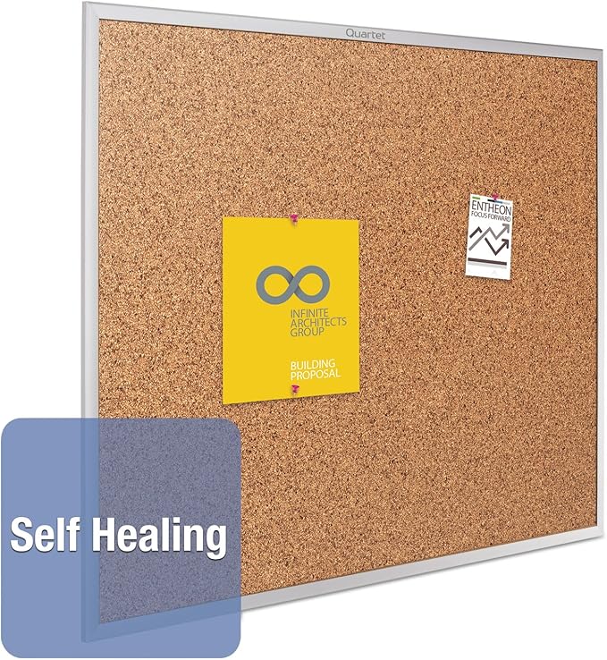 Quartet Cork Bulletin Board 72"W x 48"H Pin Board, Silver Aluminum Frame (2307) - Image 3