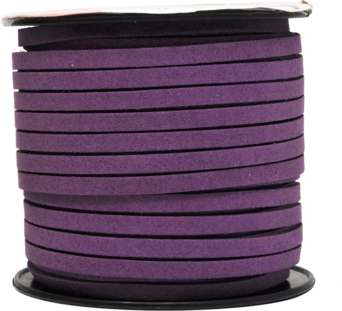 Mandala Crafts 5mm Purple Faux Suede Vegan Leather, Jewelry Making | 50 Yards Durable Flat Leather Strings, Laces & Strips for Bracelets, Necklaces, Braiding, Dream Catchers Supplies & Chokers - Image 2