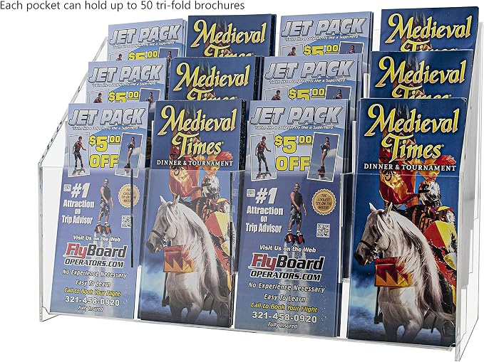 Brochure Holder Multi Tier 12 Pocket for 4"W Trifolds and Menus - Image 2