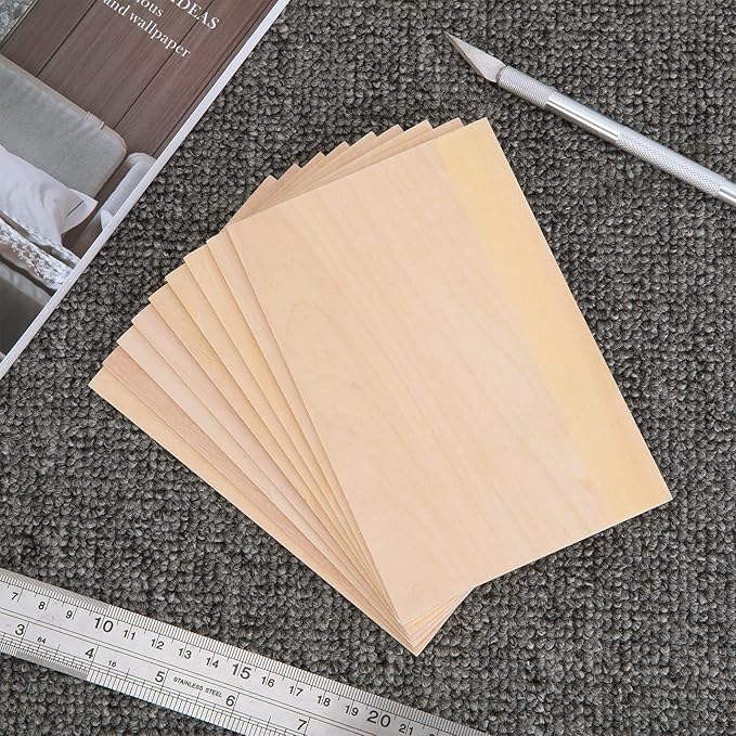 25 Pack 8 x 12 Inch Basswood Sheets, 1/16 Thin Craft Plywood Sheets, Thin & Unfinished Wood Boards for Crafts, Hobby, Model Making, Wood Burning (200x300x2MM) - Image 4