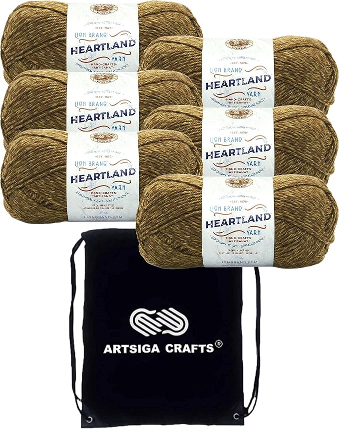 Lion Brand Yarn Heartland 136-174 Joshua Tree | 6 Skeins, Same Dye Lot, Project Bag, CYC #4 Worsted, 100% Acrylic, Ideal for Crochet, Knitting Scarves, Blankets by LionBrandYarn