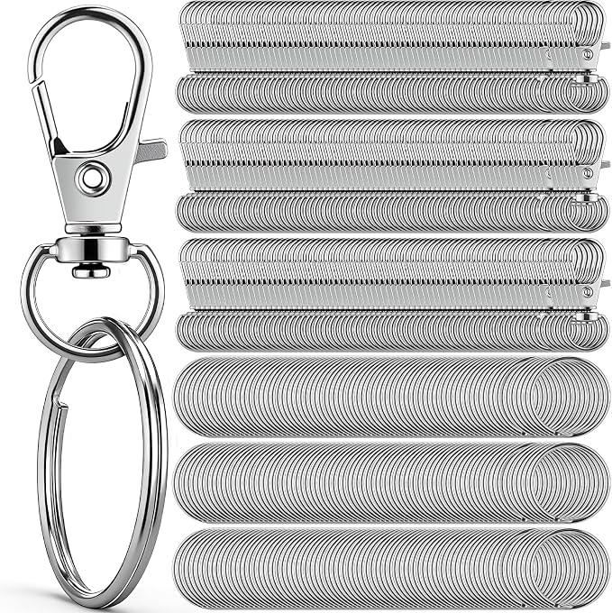 Liliaafar 1000 Pcs Keychain Kit:Lobster Claw Clasp with Ring,Silver,Classic | Keychain Making Supplies, 500 Swivel Hooks and 500 Key Ring, Bulk Lobster Claw Clasps, Key Chain DIY Making Crafts Supplies by Unknown