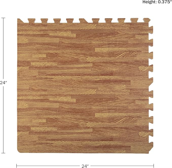 EVA Foam Floor Tiles 12-Pack - 48 SQFT Woodgrain Puzzle Mats for Floor - Interlocking Foam Tiles for Family Room or Gym Flooring by Stalwart (Light) - Image 6