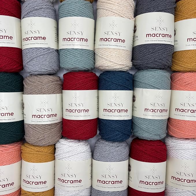 S Sensy 3mm Triple-Recycled Cotton Macrame Cord 2 Skeins Dark Gray 82 Yards - Image 5