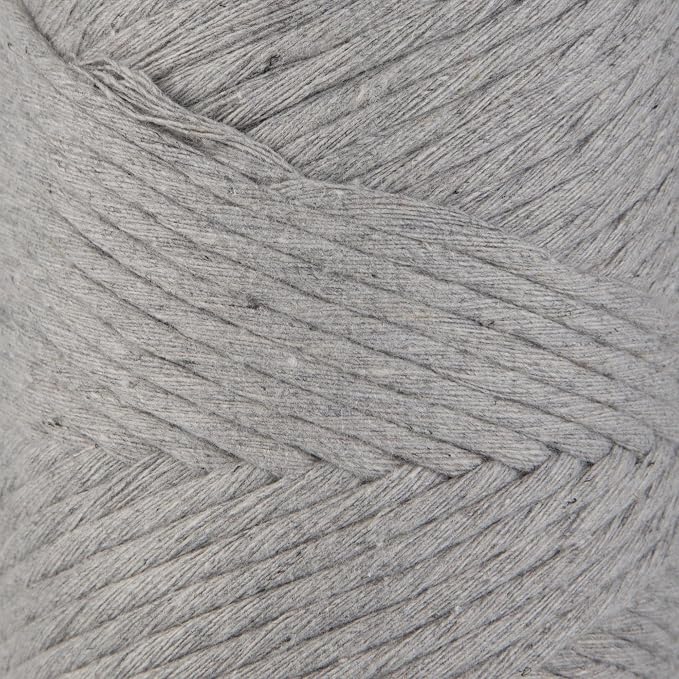 S Sensy 3mm Twisted-Vegan Recycled Cotton Macrame Cord Light Gray 109 Yards - Image 2