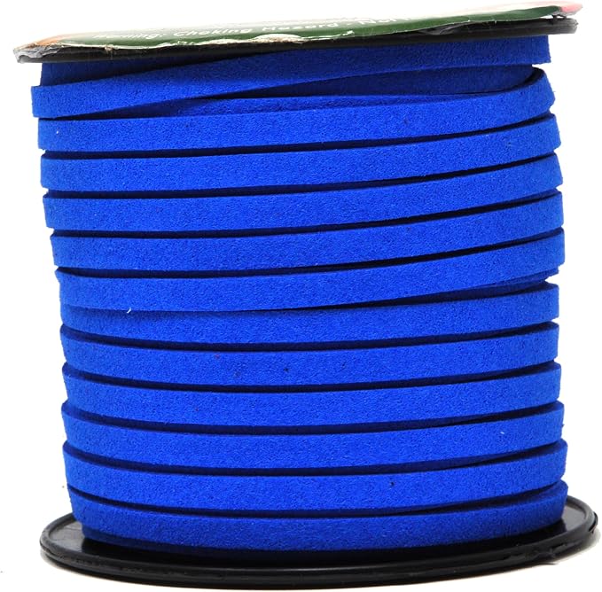 Mandala Crafts 5mm Blue Faux Suede Vegan Leather, Jewelry Making | 50 Yards Durable Flat Leather Strings, Laces & Strips for Bracelets, Necklaces, Braiding, Dream Catchers Supplies & Chokers by MandalaCrafts