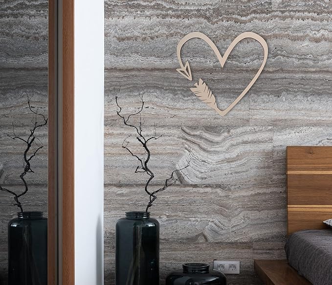 Jess and Jessica Wooden Heart Arrow Wall Art 16 Inches Long – Home Decor Accent for Wall Hanging and DIY Crafts, Unfinished MDF Heart Wood Cutouts for Living Room, Bedroom or Romantic Style Decor - Image 9