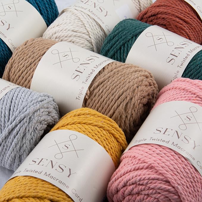 S Sensy 3mm Triple-Recycled Cotton Macrame Cord 4 Skeins, Silver 82 Yards - Image 5