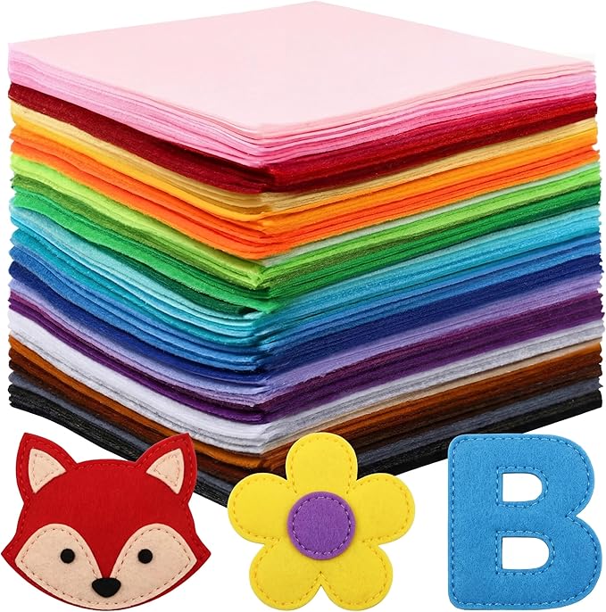 Reginary 120 Pcs 8 x 10 Inch Felt Sheets Bulk for Craft 40 Assorted Color Felt Fabric Squares Stiff Paper for Back to School Fall Festival Holiday DIY Craft Sewing Patchwork (Classic) by Reginary