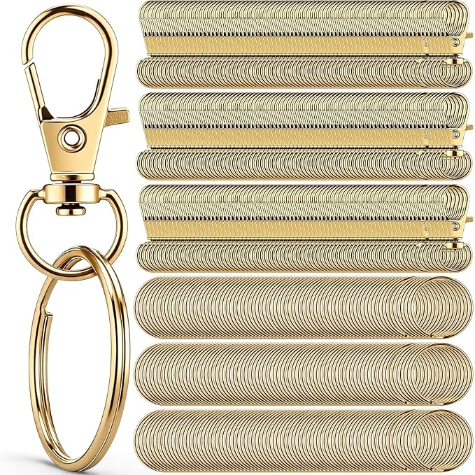 Liliaafar 1000 Pcs Keychain Kit:Lobster Claw Clasp with Ring,Gold,Classic | Keychain Making Supplies, 500 Swivel Hooks and 500 Key Ring, Bulk Lobster Claw Clasps, Key Chain DIY Making Crafts Supplies by Unknown