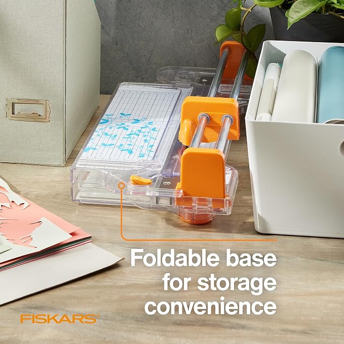 Fiskars ProCision Folding Rotary Bypass Paper Cutter, 12" Cut Length | Cuts Thick Materials, Self-Sharpening Paper Trimmer for Photos, Crafting & Scrapbooking, Arts and Crafts Supplies - Image 7