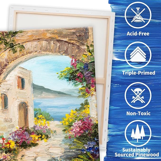 Stretched White Blank Canvas - 18x24 Inch, 4 Pack,Primed Large Canvas,100% Cotton,5/8 Inch Profile of Super Value Pack for Acrylics,Oils & Other Painting Media - Image 2