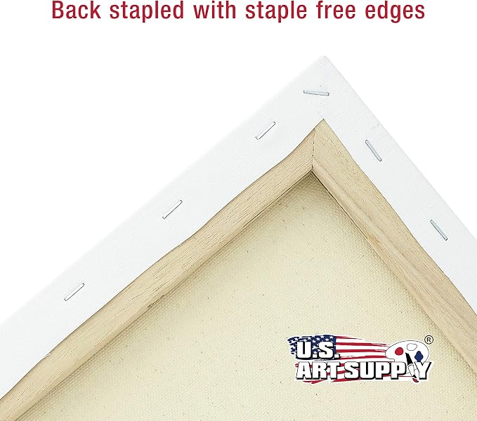 U.S. Art Supply Professional Quality Stretched Canvas, Multipack of 10 Medium Sizes, 2 Each 5x7, 8x10, 11x14, 12x16, 16x20 Inches - 12-Ounce Primed, 3/4", 100% Cotton - Painting, Acrylic Pouring, Oil - Image 6