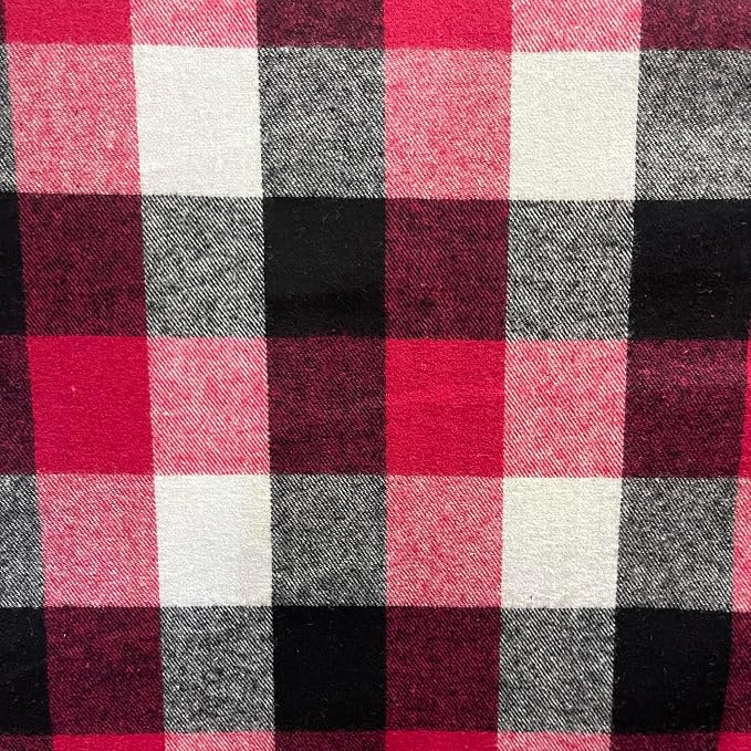 FabricLA 100% Cotton Flannel Fabric 60" Wide 180 GSM Lightweight - Super Soft Fabric for Sewing Quilts Pajamas Blankets Shirts and Crafts - Fireside Buffalo Plaid Check, Style 19-15 Yard Pre Cut by FabricLA