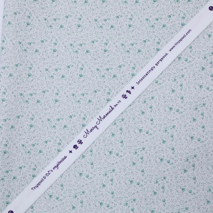 Tinyspool & Co. 100% American Cotton Fabric – 3 Yard Cut Quilting Fabric – Prewashed Preshrunk Yardage for Quilt Backing Borders Binding Sewing Crafts – Merry Mermaid No.10 – Mint White - Image 2
