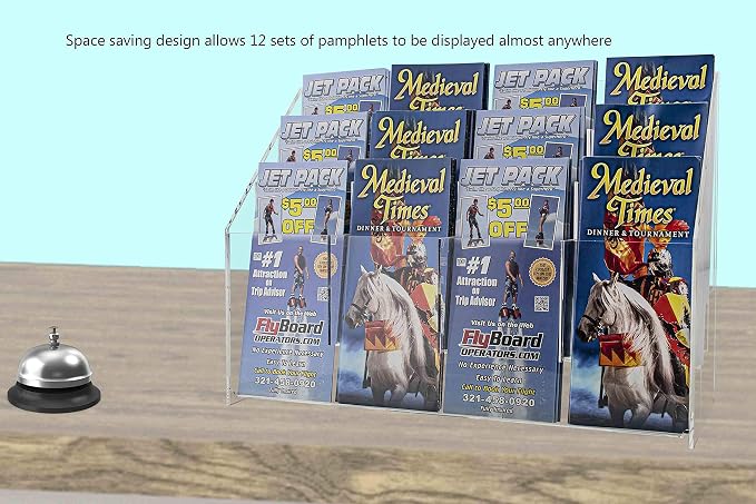 Brochure Holder Multi Tier 12 Pocket for 4"W Trifolds and Menus - Image 3