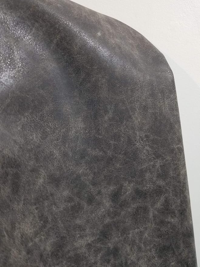 NAT Leathers | Gray Crazy Horse Leather Upholstery Fabric Sold by The Yard (Peta Approved Vegan) Soft Synthetic PU Pleather 0.9mm | 10 Yards (Grey Distressed, 360"x54") - Image 2