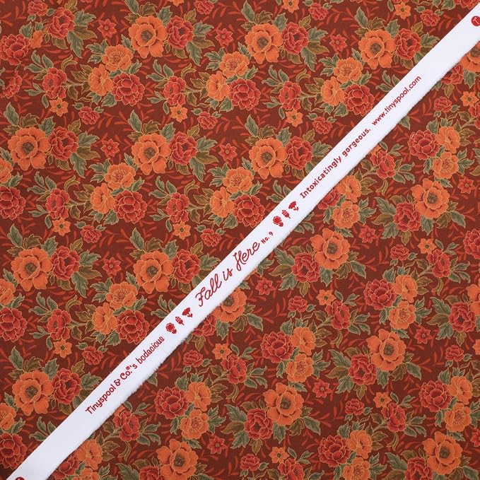 Tinyspool & Co. 100% American Cotton Fabric – 3 Yard Cut Quilting Fabric – Prewashed Preshrunk Yardage for Quilt Backing Borders Binding Sewing Crafts – Fall is Here No.9 – Oriental Red - Image 2