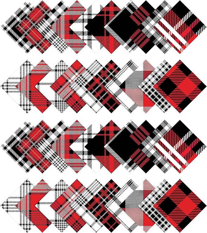 Soimoi Tartan Print Precut 5-inch Cotton Fabric Quilting Squares Charm Pack DIY Patchwork Sewing Craft- Magenta & Black - Image 2