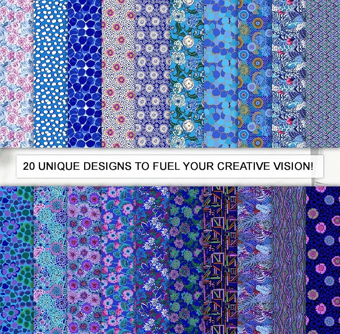 Soimoi 40 Pcs Cotton Fabric Squares Bundles Charm Packs for Quilting, Fat Quarter Layer Cakes, Precuts Quilt Squares 5 x 5 inches, DIY Fabric Bundle - Blue Harmony - Image 4
