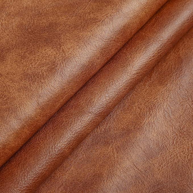 Premium Faux Leather Upholstery Fabric 1.2mm Thickness，Waterproof Upholstery Leather Distressed Bark Fabric(Light Brown,Pre-Cut 18"x54") - Image 3