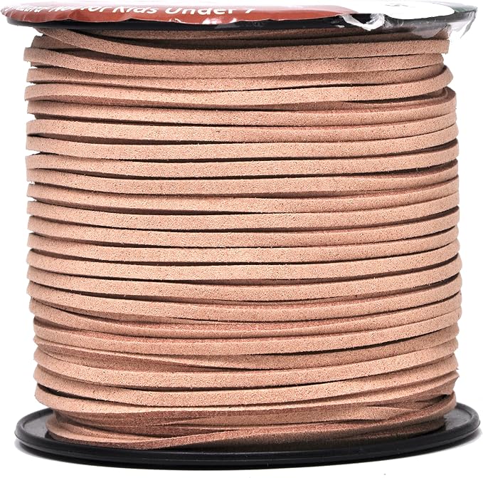 Mandala Crafts Blush Faux Suede Cord for Jewelry Making - 2.65mm 100 Yards Flat Vegan Leather Strings Laces Strips for Bracelets, Necklaces, DIY Crafts, and Dream Catchers Supplies by MandalaCrafts