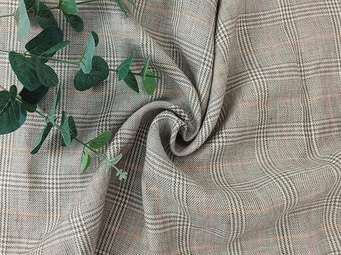 100% Linen Fabric, Délavé Vintage Yarn Dyed, Medium-Heavy Weight – 52" Wide Pre-Washed Soft for Apparel, Crafts & Home Decor | The Linen Lab (Khaki Green Glen Plaid, 3 Yard pre Cut) - Image 7