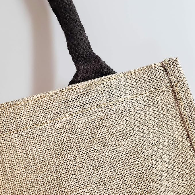 Reusable Burlap Bags Jute & Cotton Blend JuCo Totes with Laminated Interior (Pack of 6) - Image 4